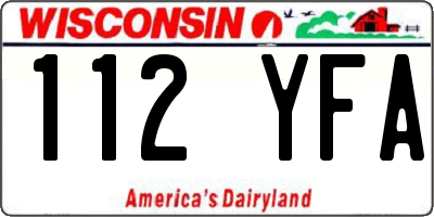 WI license plate 112YFA