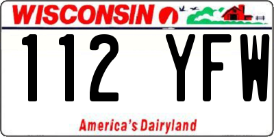 WI license plate 112YFW