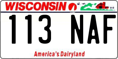 WI license plate 113NAF