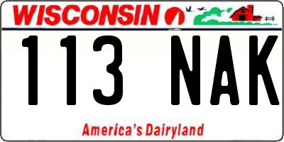 WI license plate 113NAK