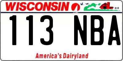 WI license plate 113NBA