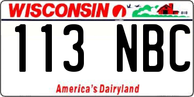 WI license plate 113NBC