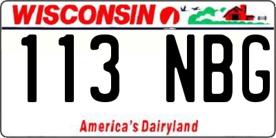WI license plate 113NBG