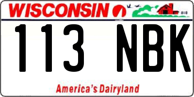 WI license plate 113NBK