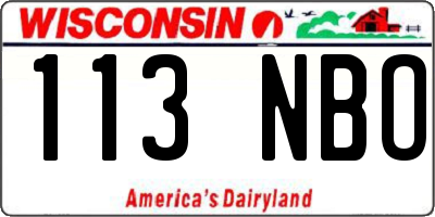 WI license plate 113NBO
