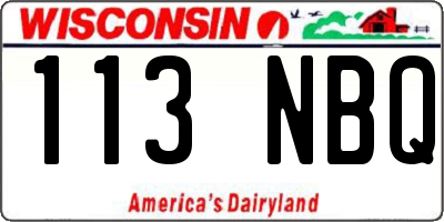 WI license plate 113NBQ