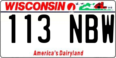 WI license plate 113NBW