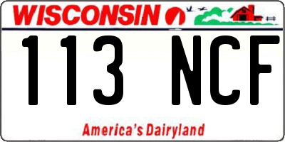 WI license plate 113NCF