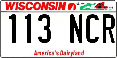 WI license plate 113NCR