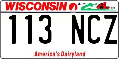 WI license plate 113NCZ