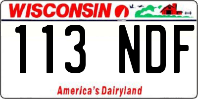 WI license plate 113NDF