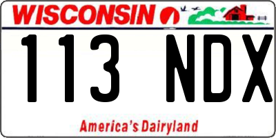 WI license plate 113NDX