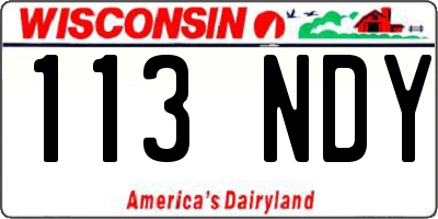 WI license plate 113NDY