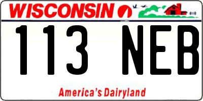 WI license plate 113NEB