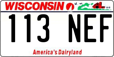 WI license plate 113NEF