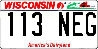 WI license plate 113NEG