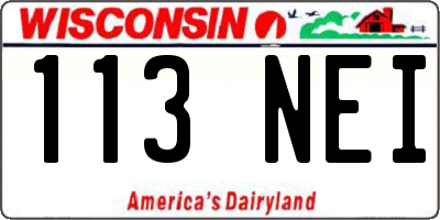WI license plate 113NEI