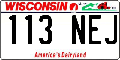 WI license plate 113NEJ
