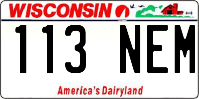 WI license plate 113NEM