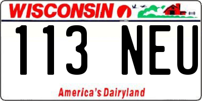 WI license plate 113NEU