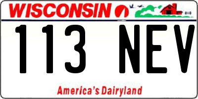 WI license plate 113NEV
