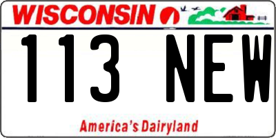 WI license plate 113NEW