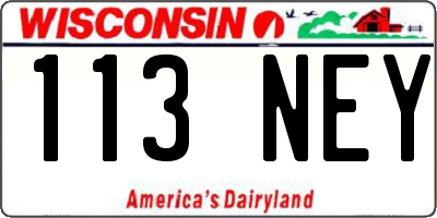 WI license plate 113NEY