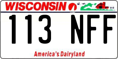 WI license plate 113NFF