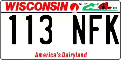 WI license plate 113NFK