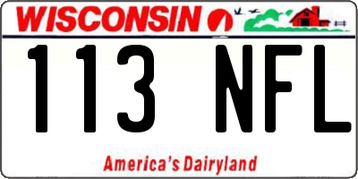WI license plate 113NFL