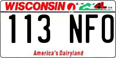 WI license plate 113NFO