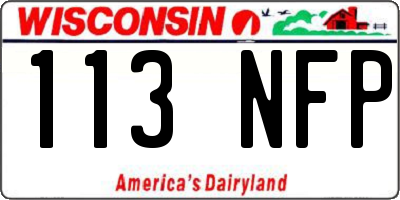 WI license plate 113NFP