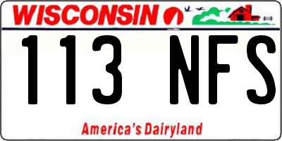 WI license plate 113NFS
