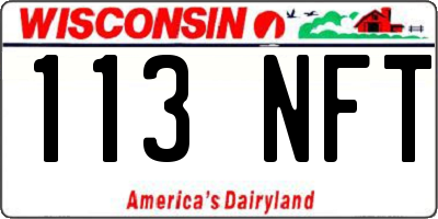 WI license plate 113NFT