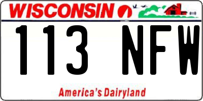 WI license plate 113NFW