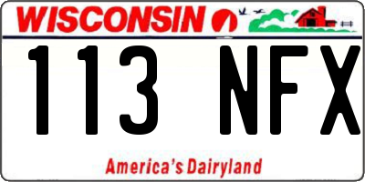 WI license plate 113NFX
