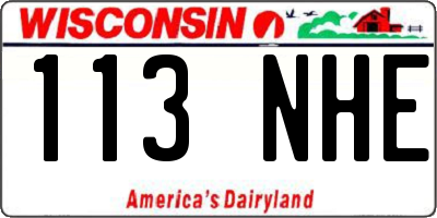 WI license plate 113NHE