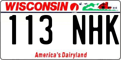 WI license plate 113NHK