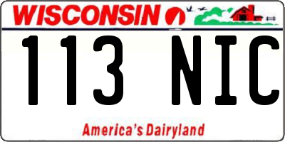 WI license plate 113NIC