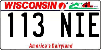 WI license plate 113NIE