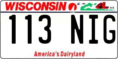 WI license plate 113NIG
