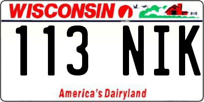 WI license plate 113NIK