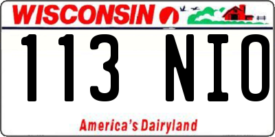 WI license plate 113NIO