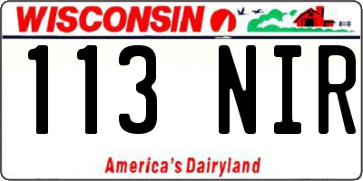 WI license plate 113NIR