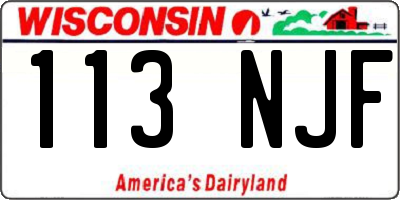 WI license plate 113NJF