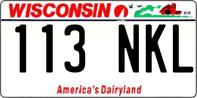 WI license plate 113NKL