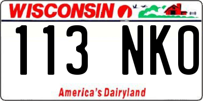 WI license plate 113NKO