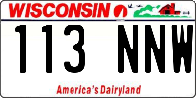 WI license plate 113NNW