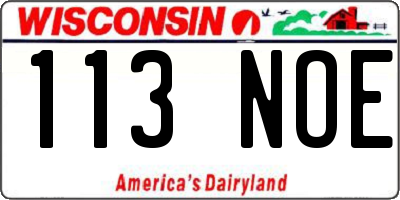 WI license plate 113NOE