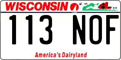 WI license plate 113NOF